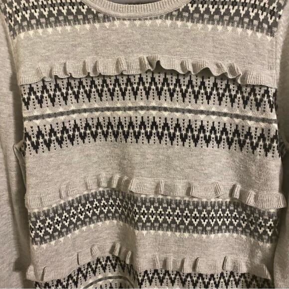 Talbots Nylon Lambswool Ruffle Fair Isle Sweater XL - Picture 4 of 6